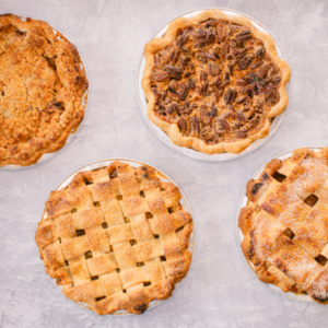 4 pies on a table